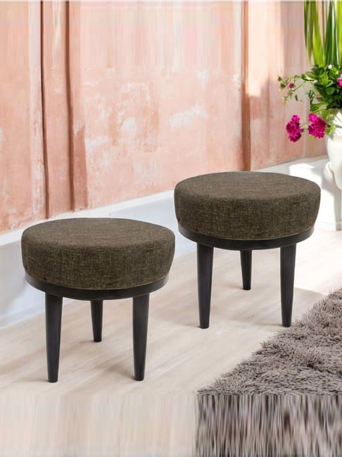 Ikiriya Lisbon Jute Brown Sheesham Wood Accent Stools in Extra Dark Mahogany Finish-picture-21
