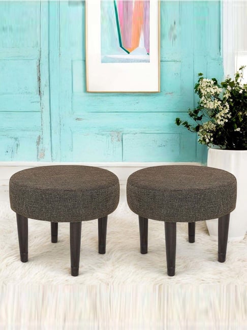Ikiriya Nayla Jute Brown Sheesham Wood Contemporary Stools in Extra Dark Mahogany Finish-picture-20
