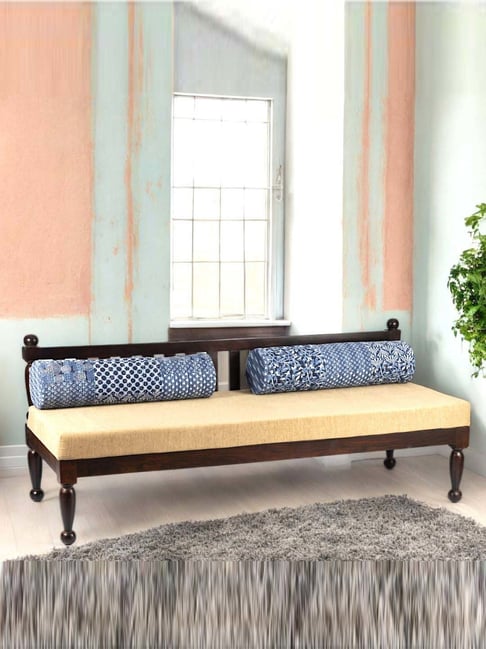 Ikiriya Daylesford Multicolor Sheesham Wood Mid Century Couch in Dark Walnut Finish