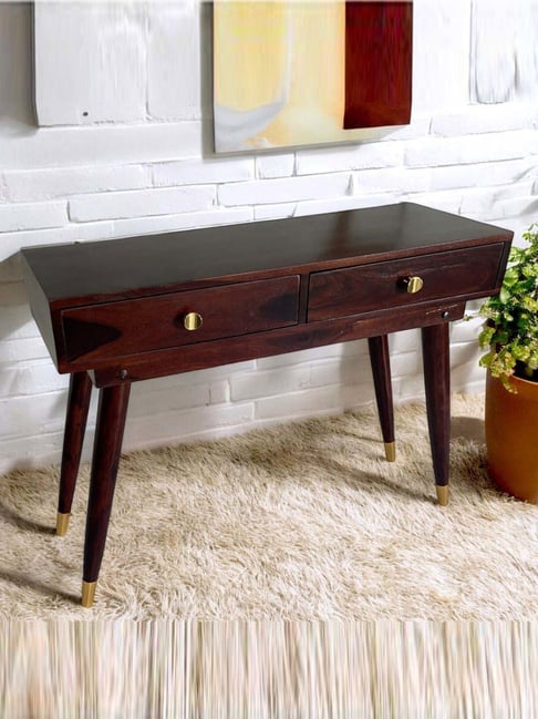 Ikiriya Vintara Brown Sheesham Wood Contemporary Console Table in Dark Walnut Finish-picture-11
