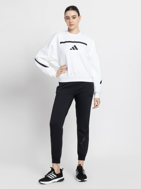 adidas White LOOSE Printed Sweatshirts-image-19