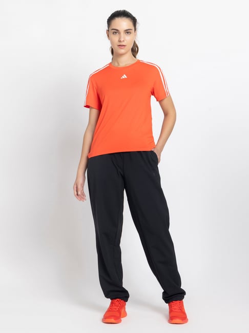 Adidas Black Loose Fit Printed Track Pants-image-21