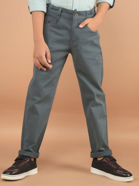 Crimsoune Club Boys Green Cotton Solid Trousers-picture-23