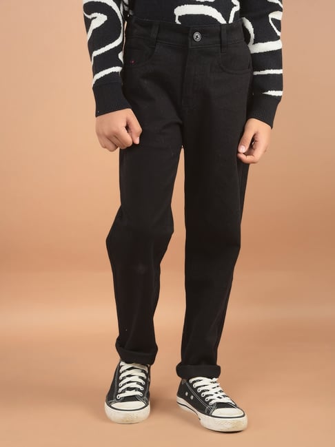 Crimsoune Club Boys Black Cotton Solid Trousers-picture-18