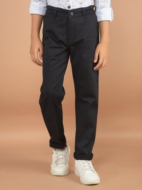 Crimsoune Club Boys Black Cotton Self Trousers-picture-39