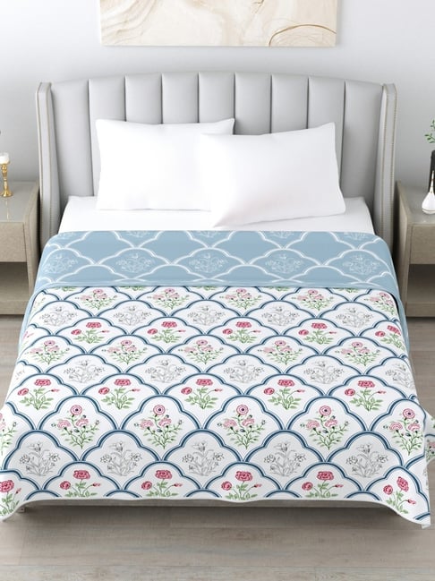 Haus & Kinder Printed White Cotton Single Dohar