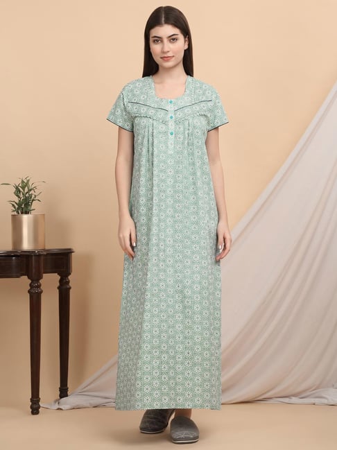 sweet dreams green cotton regular fit night dress