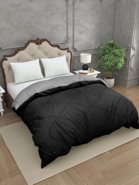 JaipurFabric Black & Grey Cotton 300 GSM Double Bed Comforter