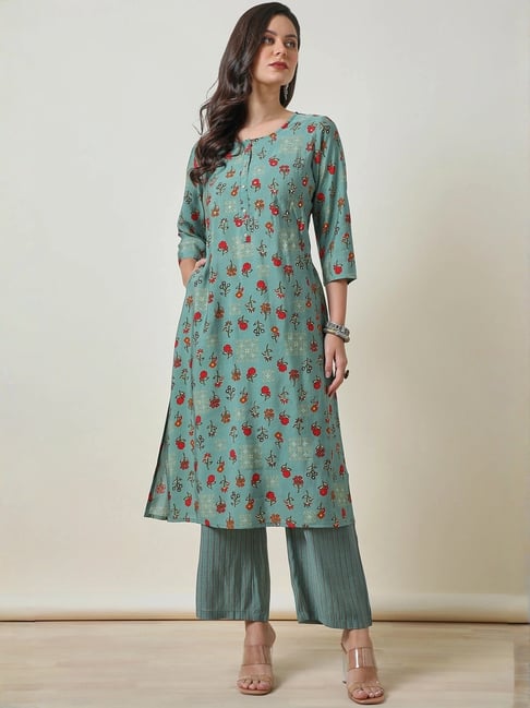 Soch Blue Printed Kurta and Pant Set