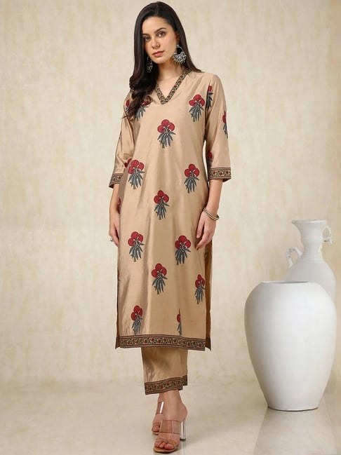 Soch Brown Printed Kurta and Pant Set
