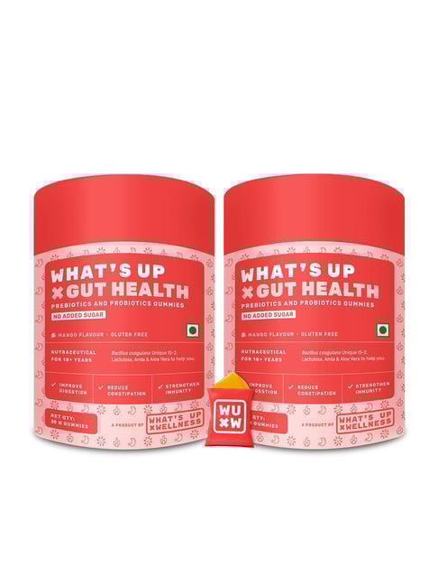 What's Up Wellness Gut Health Prebiotic,Probiotic Gummies for Digestion,Constipation-60Pcs