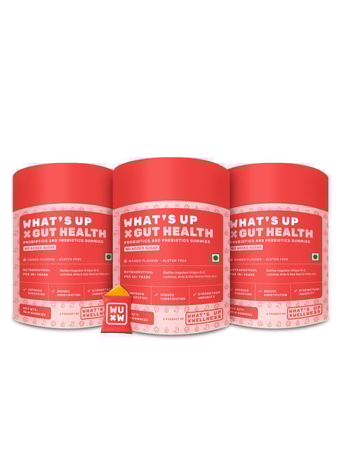 What's Up Wellness Gut Health Prebiotic,Probiotic Gummies for Digestion,Constipation-90Pcs