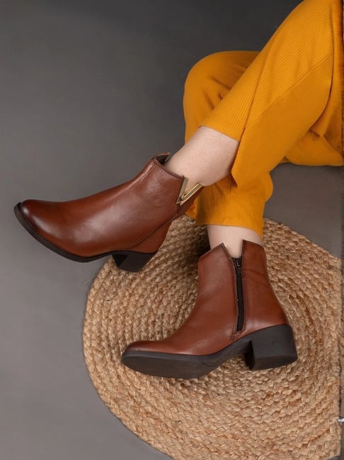 Hydes N Hues Women's Tan Casual Booties-picture-19