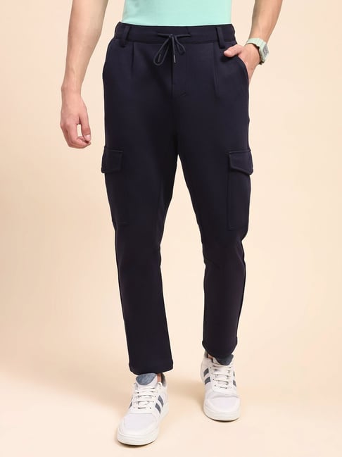 Camla Navy Cotton Relaxed Fit Trackpants-picture-26