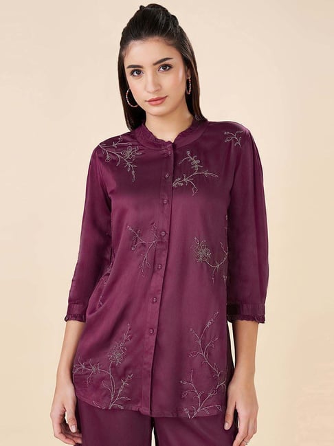 Akkriti by Pantaloons Purple Embroidered Tunic