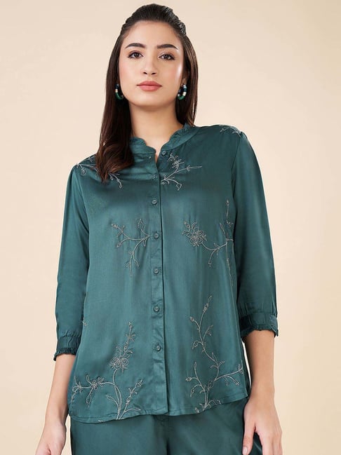 Akkriti by Pantaloons Green Embroidered Tunic