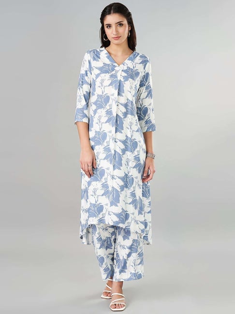 Rangmanch by Pantaloons Blue Printed Kurta and Palazzo Set