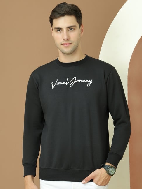Vimal Jonney Black Fleece Regular Fit Printed Sweatshirt-picture-39