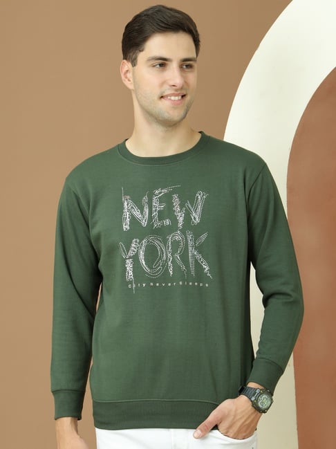 Vimal Jonney Green Fleece Regular Fit Printed Sweatshirt-picture-34