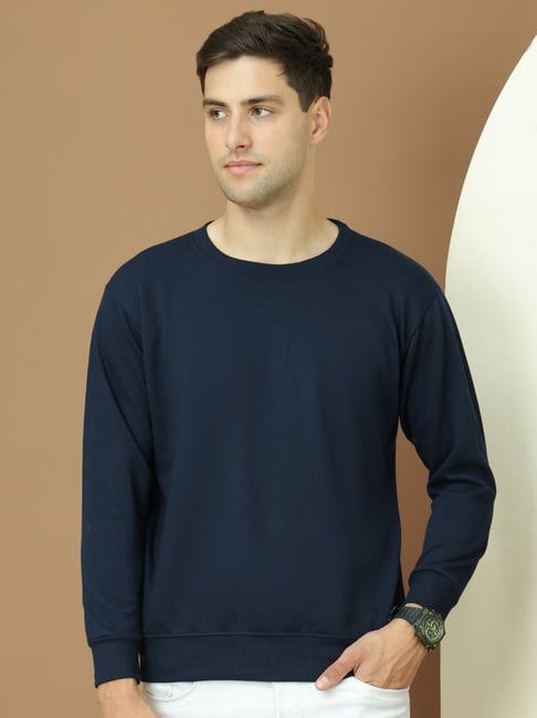 Vimal Jonney Blue Fleece Regular Fit Solid Sweatshirt-picture-41