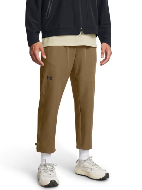Under Armour Brown Loose Fit Logo Printed Sports Trackpants