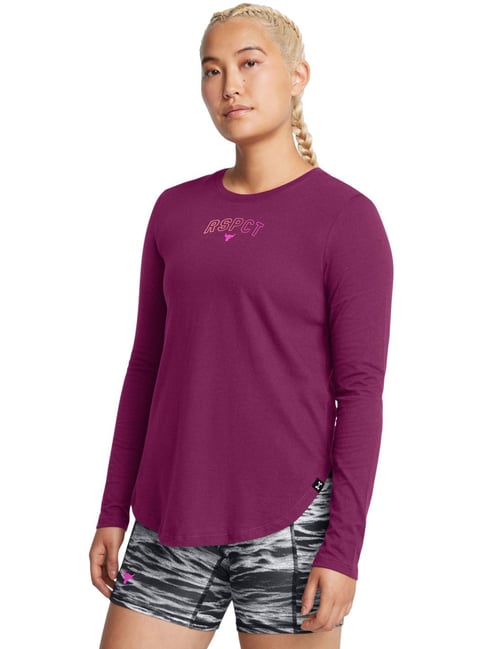 Under Armour Purple Cotton Regular Fit Printed Sports T-Shirt