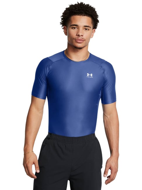 Under Armour Blue Super Slim Fit Logo Printed Sports T-Shirt