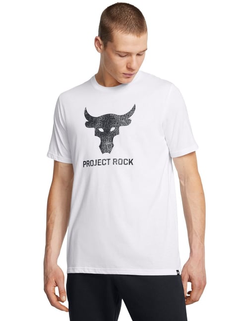 Under Armour White Cotton Regular Fit Printed Sports T-Shirt-picture-48