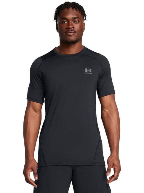 Under Armour Black Slim Fit Logo Printed Sports T-Shirt