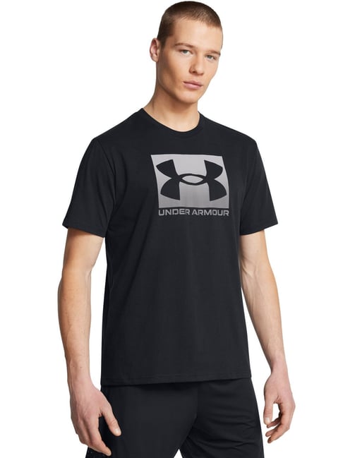 Under Armour Black Cotton Regular Fit Logo Printed Sports T-Shirt-picture-16