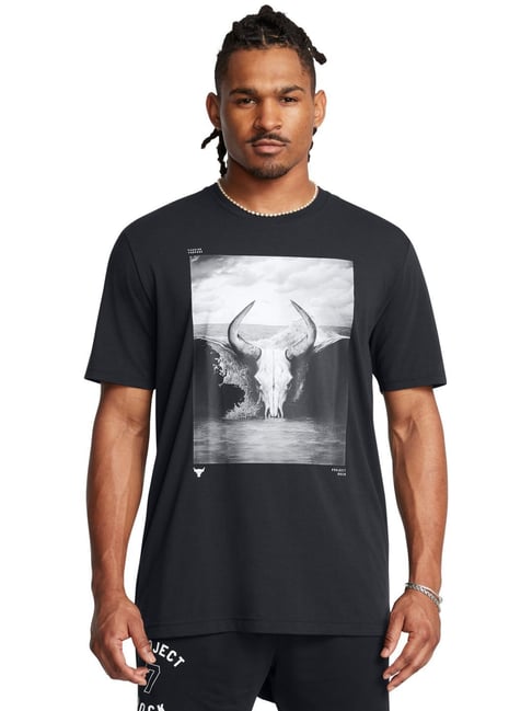 Under Armour Black Cotton Regular Fit Printed Sports T-Shirt-picture-18