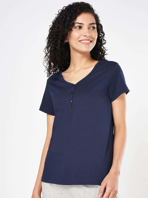 Dreamz by Pantaloons Navy Cotton Plain Top