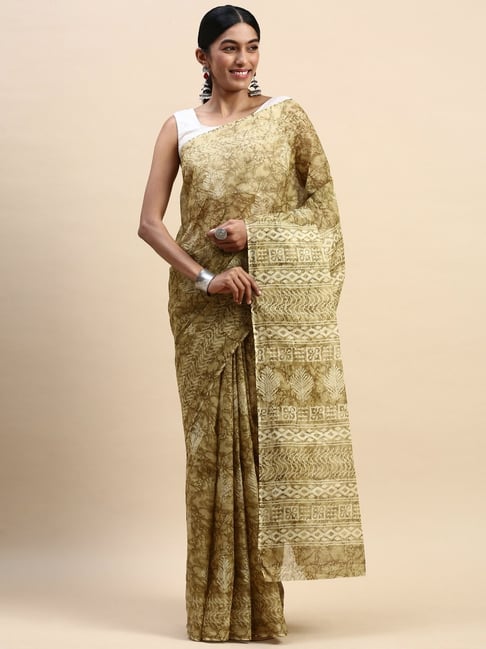 SHANVIKA Green Pure Cotton Floral Print Saree Without Blouse Piece-picture-45