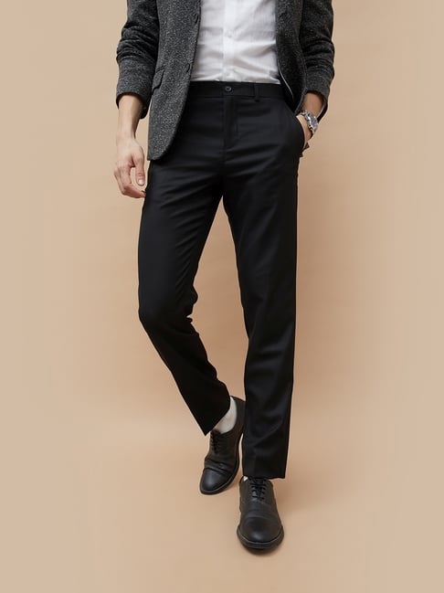 Code By Lifestyle Navy Regular Fit Texture Trousers-picture-19