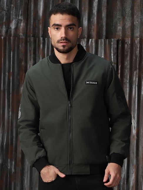 High Star Green Relaxed fit Print Jackets