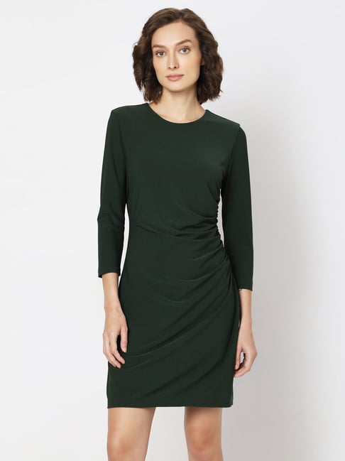 Vero Moda Olive Green Polyester Sheath Dress-picture-27