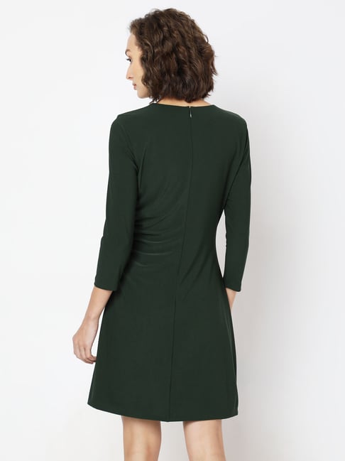 Vero Moda Olive Green Polyester Sheath Dress