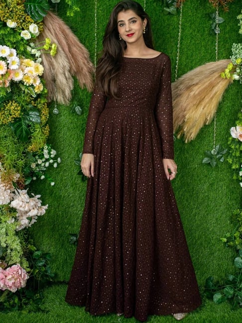 Label Shaurya Sanadhya Brown Ethnic Gown