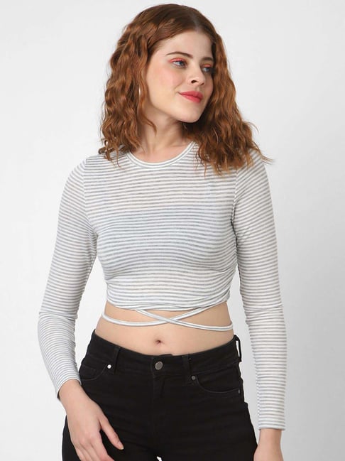 VASTRADO Grey Striped Top
