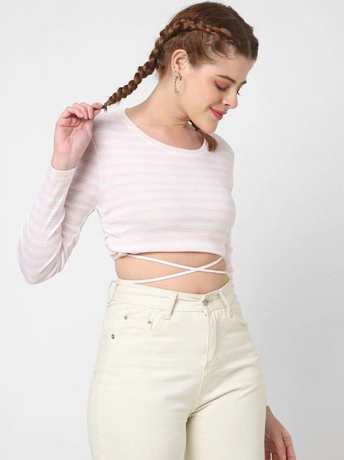 VASTRADO Peach Striped Top