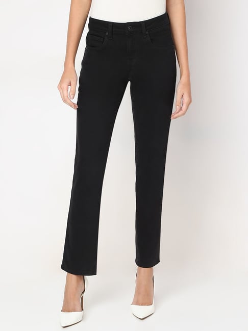Vero Moda Black Cotton Straight Fit Jeans