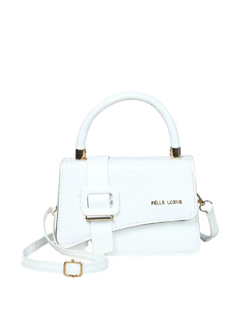PELLE LUXUR White Textured Small Sling Handbag-picture-44