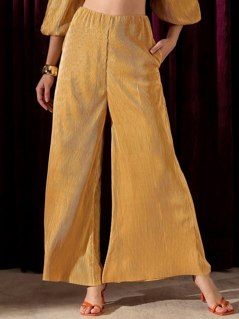 KASSUALLY Yellow Pleated Trousers-picture-40