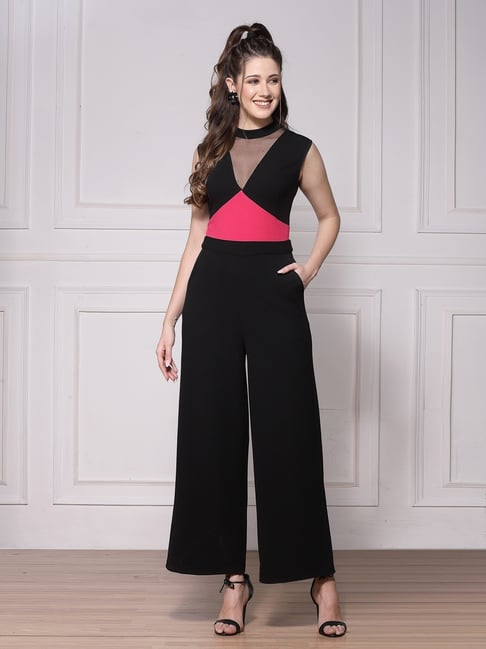 KASSUALLY Black Color-Block Basic Jumpsuit-picture-30