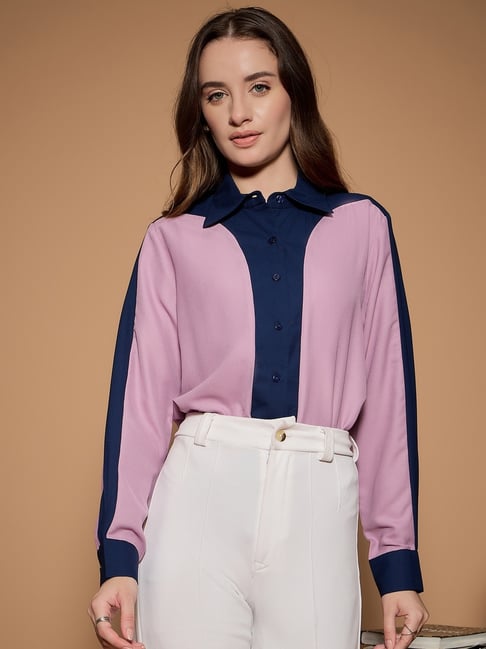 KASSUALLY Purple Color-Block Casual Shirt-picture-27