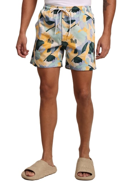 bene kleed yellow cotton slim fit print boxers