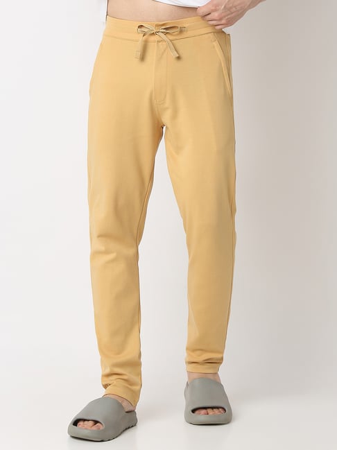Underjeans By Spykar Khaki Blended Solid Regular Fit Trackpants-image-9