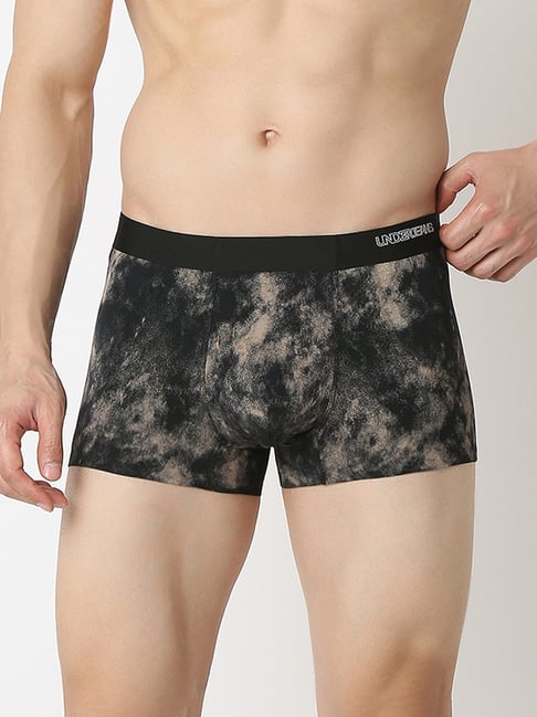 Underjeans by Spykar BLK_KHAKI_20 Blended Printed Regular Fit Trunks-image-13