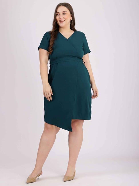 Curvy Lane Blue Plain Shift Dress