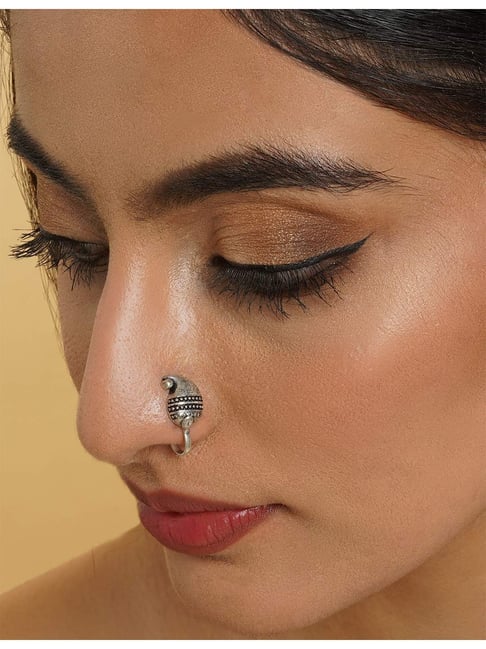 Teejh Ambi Silver Oxidized Nose Pin